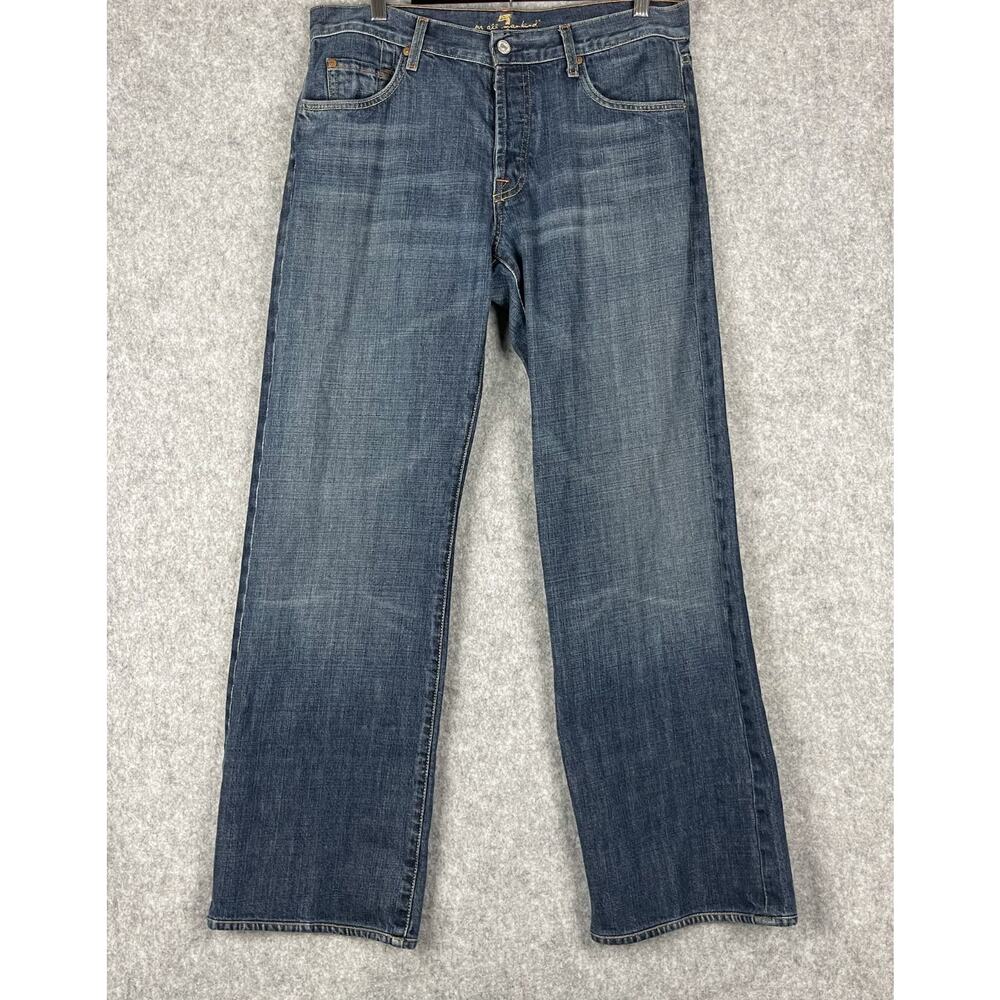 7 For All Mankind Jeans Mens 33x31 Blue Long Relaxed Straight Dark Wash Cotton